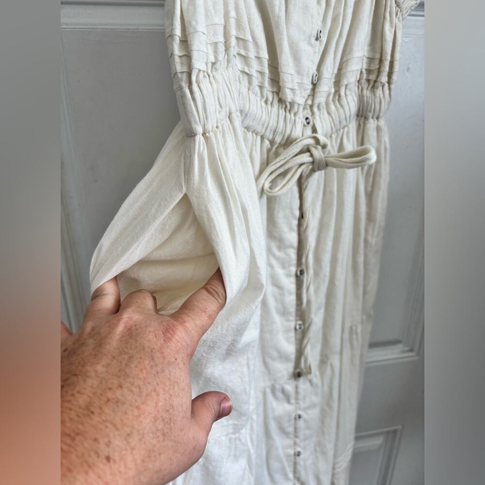 Cleobella White Smocked Midi Dress with Eyelet Detail - Picture 3 of 8